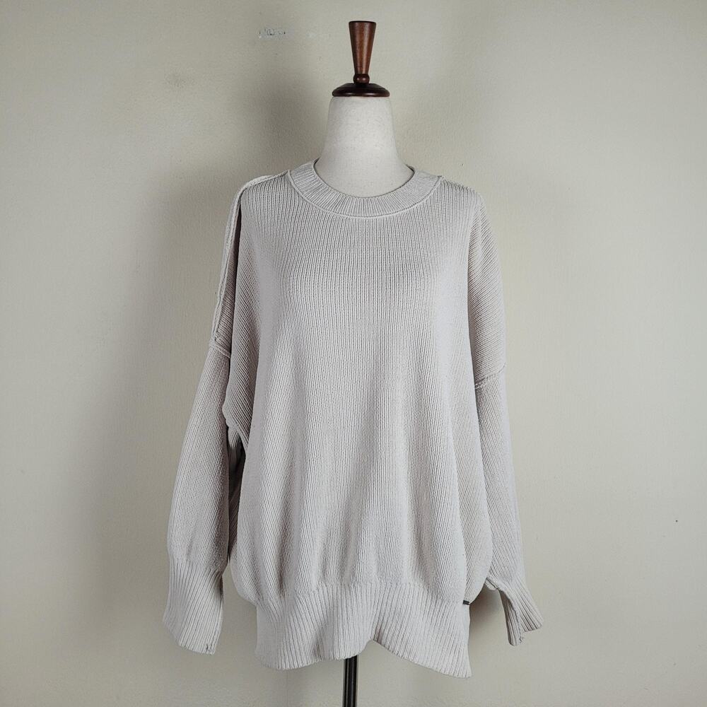 Abercrombie & Fitch Sweater Women Large Beige Oversized Dolman Knit Pullover‎
